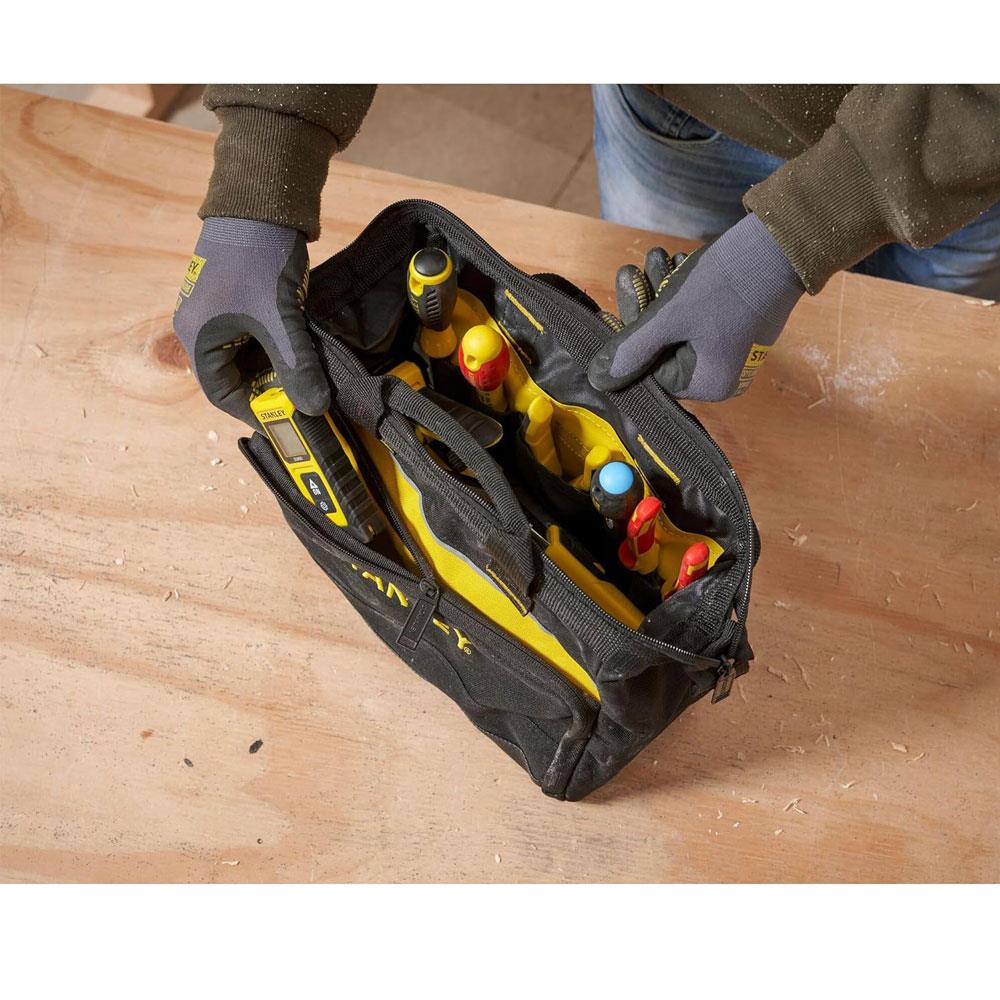 Stanley STA193330 Tool Bag 30cm x 25cm x 13cm With 8 Interior 2 Exterior Pockets And Reinfored Base - Yellow/Black