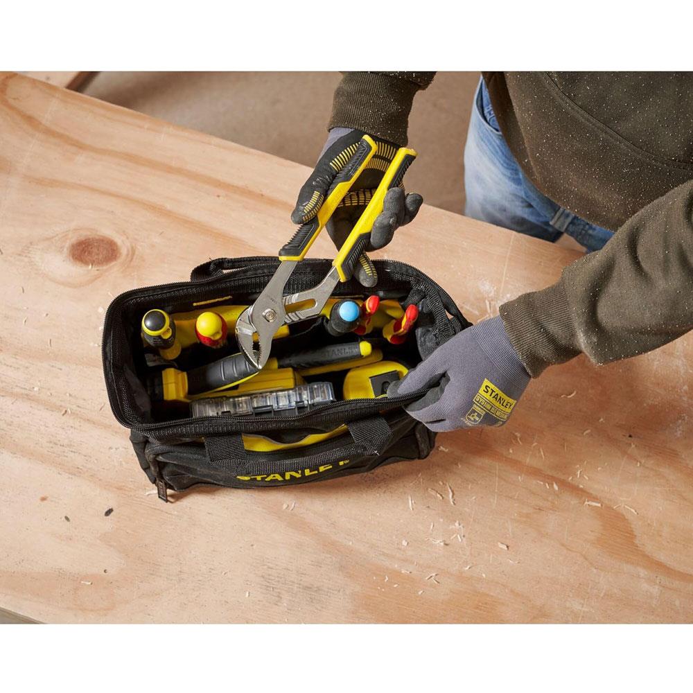Stanley STA193330 Tool Bag 30cm x 25cm x 13cm With 8 Interior 2 Exterior Pockets And Reinfored Base - Yellow/Black