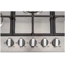 SIA Stainless Steel 5 Burner Gas Hob 70cm With Iron Pan Stands And Wok Burner - Silver/Black