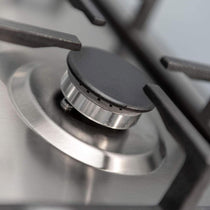 SIA Stainless Steel 5 Burner Gas Hob 70cm With Iron Pan Stands And Wok Burner - Silver/Black