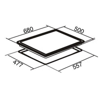 SIA Stainless Steel 5 Burner Gas Hob 70cm With Iron Pan Stands And Wok Burner - Silver/Black
