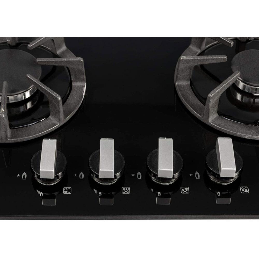 SIA 4 Burner Gas On Glass Kitchen Hob 60cm With Cast Iron Pan Stands - Black
