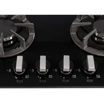 SIA 4 Burner Gas On Glass Kitchen Hob 60cm With Cast Iron Pan Stands - Black