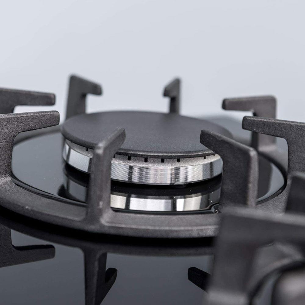 SIA 4 Burner Gas On Glass Kitchen Hob 60cm With Cast Iron Pan Stands - Black