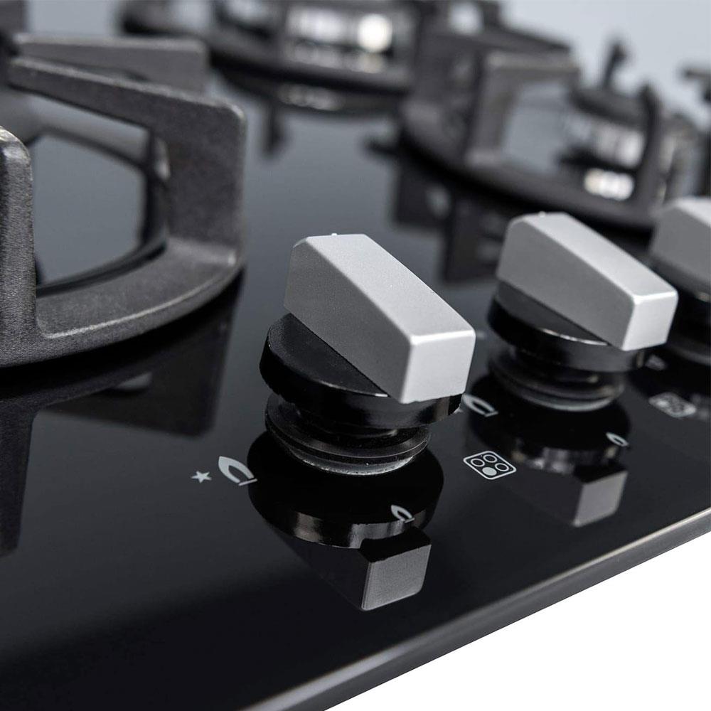 SIA 4 Burner Gas On Glass Kitchen Hob 60cm With Cast Iron Pan Stands - Black