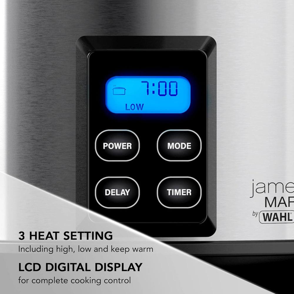 Wahl James Martin Digital Slow Cooker Ceramic Pot Brushed Stainless Steel 4.7 Litres - Silver