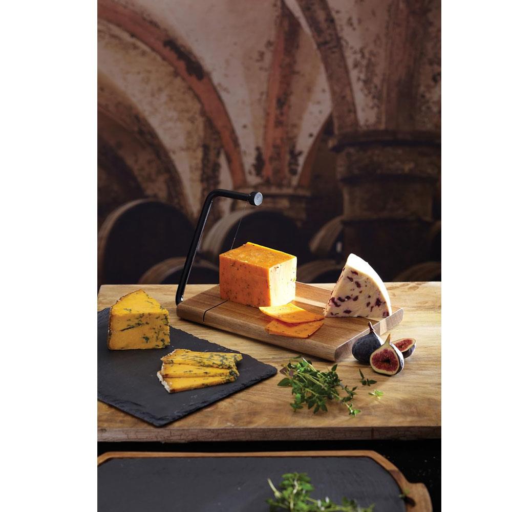 KitchenCraft Artesa Acacia Wood Wire Cheese Slicer Board 27 x 19 cm - Brown/Black