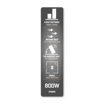 Daewoo 800W Small Quartz Halogen Heater With 2 Heat Settings Portable Handle - Grey