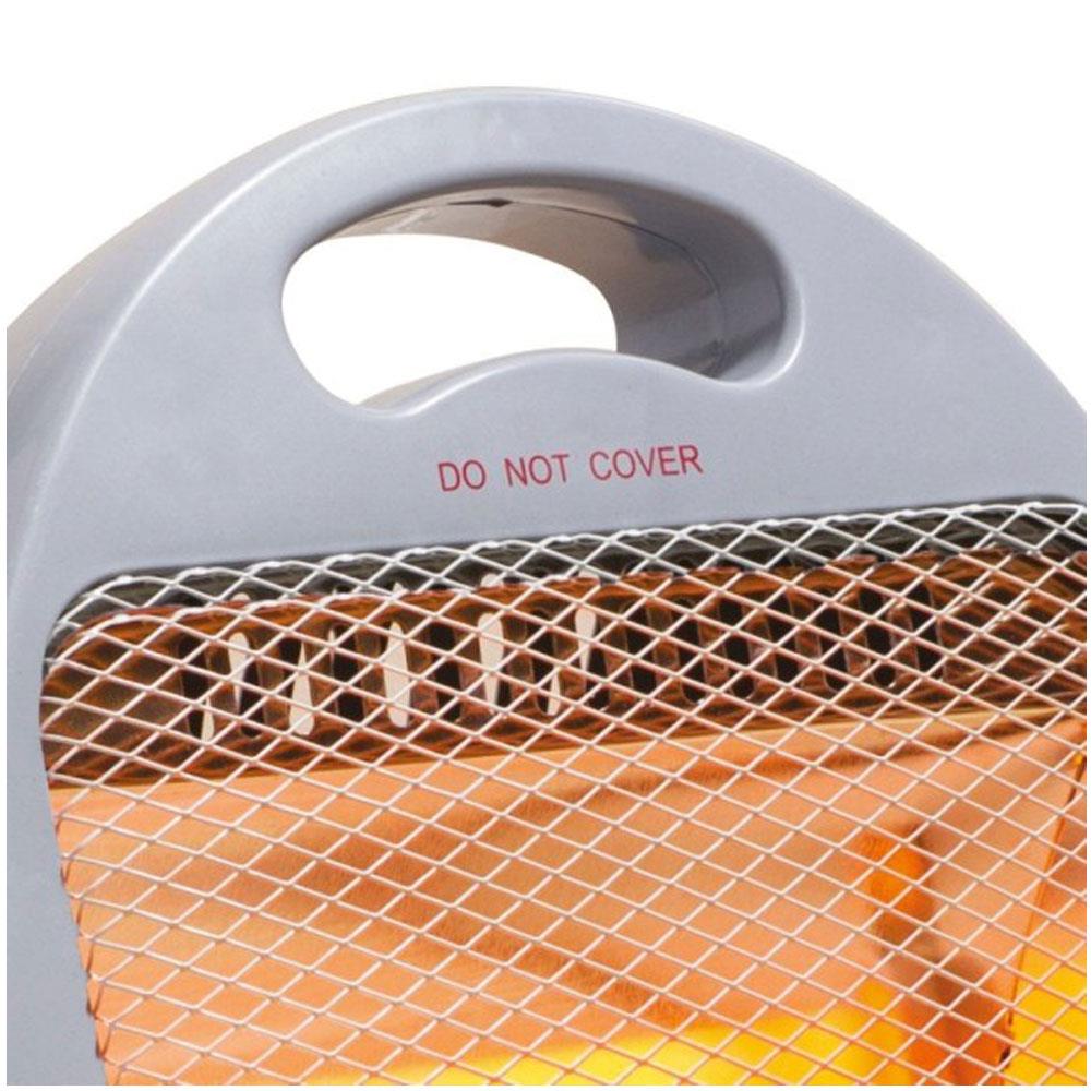 Daewoo 800W Small Quartz Halogen Heater With 2 Heat Settings Portable Handle - Grey
