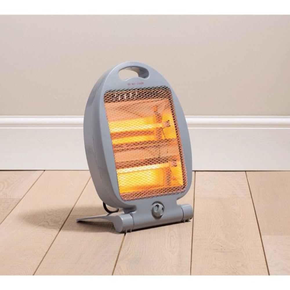 Daewoo 800W Small Quartz Halogen Heater With 2 Heat Settings Portable Handle - Grey