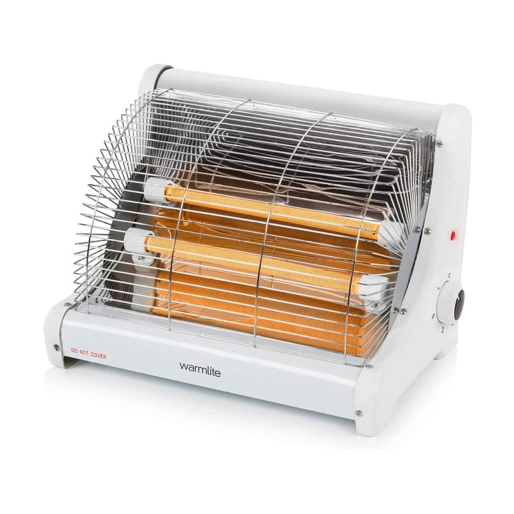 Warmlite Radiant 2 Bar Heater 1200W With Carry Handle Safety Tip-Over Switch - White