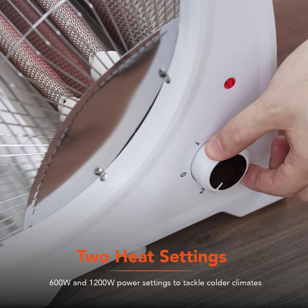 Warmlite Radiant 2 Bar Heater 1200W With Carry Handle Safety Tip-Over Switch - White