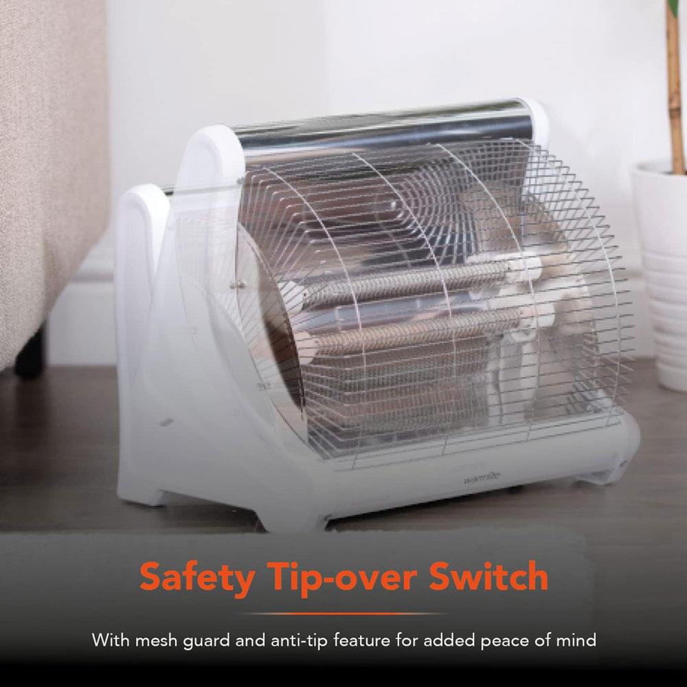 Warmlite Radiant 2 Bar Heater 1200W With Carry Handle Safety Tip-Over Switch - White