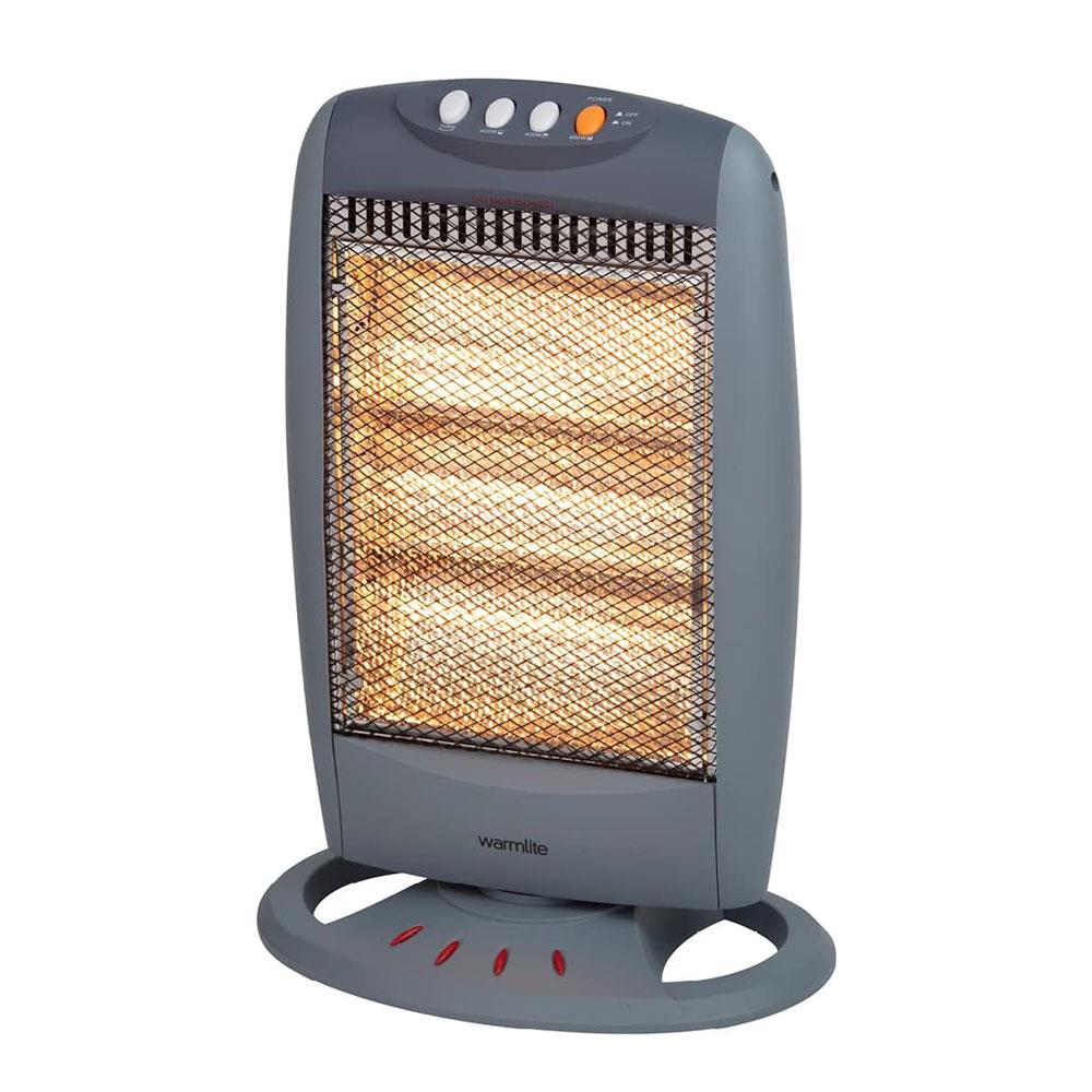 Warmlite 1200W Halogen Heater With 3 Heat Settings Safety Tip-Over Switch - Grey Main image