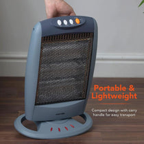 Warmlite 1200W Halogen Heater With 3 Heat Settings Safety Tip-Over Switch - Grey