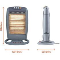 Warmlite 1200W Halogen Heater With 3 Heat Settings Safety Tip-Over Switch - Grey
