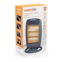 Warmlite 1200W Halogen Heater With 3 Heat Settings Safety Tip-Over Switch - Grey