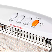 Warmlite Halogen Heater 1200W 3 Heat Settings Automatic Oscillation White