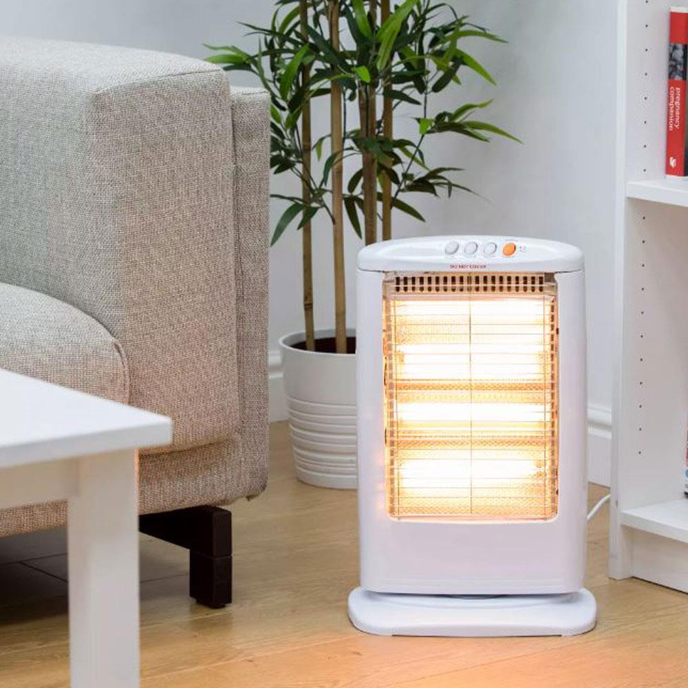 Warmlite Halogen Heater 1200W 3 Heat Settings Automatic Oscillation White