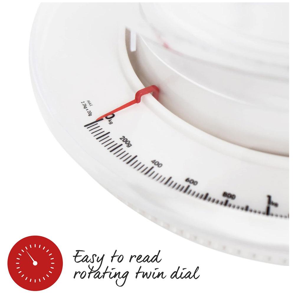 Salter 811 WHWHDR Rotating Dial Mechanical Kitchen Scale Metric/Imperial 3 Kg Capacity - White