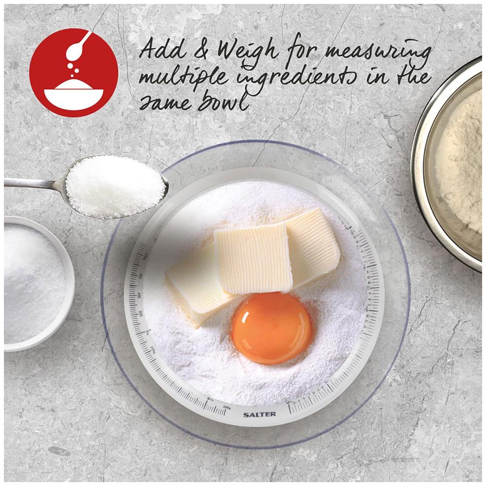 Salter 811 WHWHDR Rotating Dial Mechanical Kitchen Scale Metric/Imperial 3 Kg Capacity - White