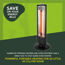 Warmlite 1KW Carbon Infrared Heater With Oscillation With 2 Heat Settings - Black
