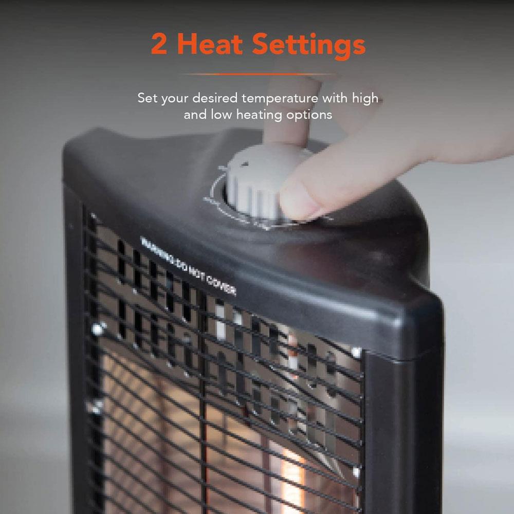 Warmlite 1KW Carbon Infrared Heater With Oscillation With 2 Heat Settings - Black