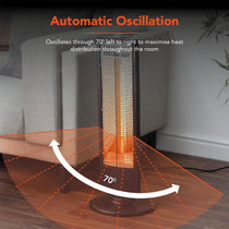 Warmlite 1KW Carbon Infrared Heater With Oscillation With 2 Heat Settings - Black