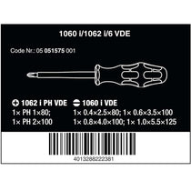 Wera 1060 i/1062 i/6 Kraftform VDE Screwdriver Set - 6 Pieces