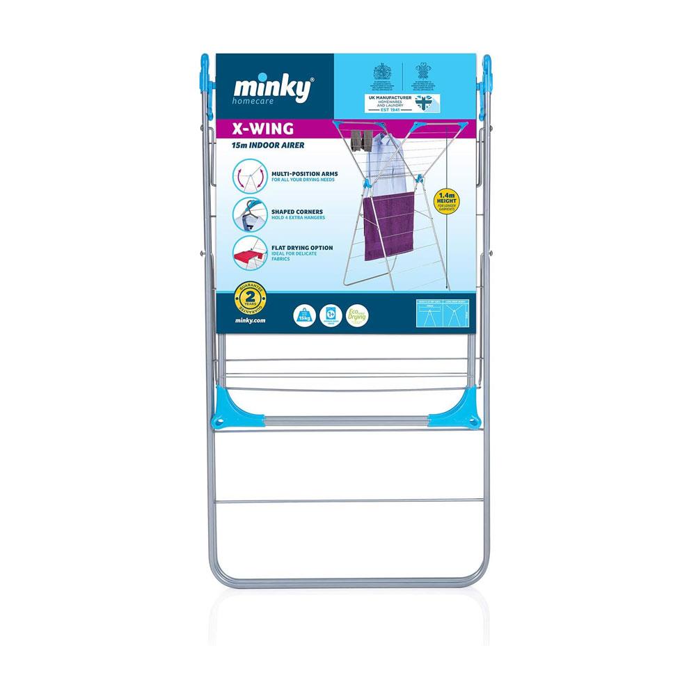 Minky X Wing 15m Indoor Airer With Drying Space Metal - White/Blue