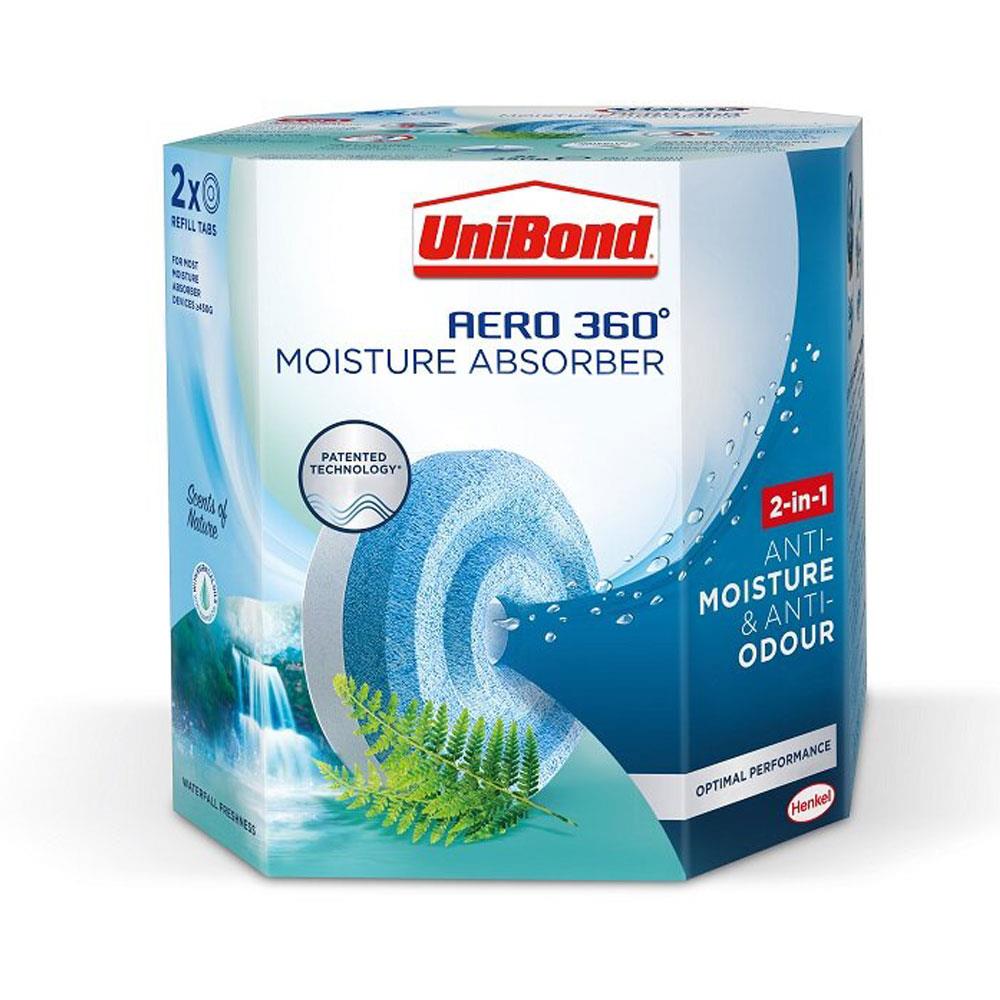 Unibond AERO 360 Moisture Absorber Refill Waterfall Freshness 2-In-1 Anti-Moisture And Anti-Odour Refill Tab - 2 x 450g Main image