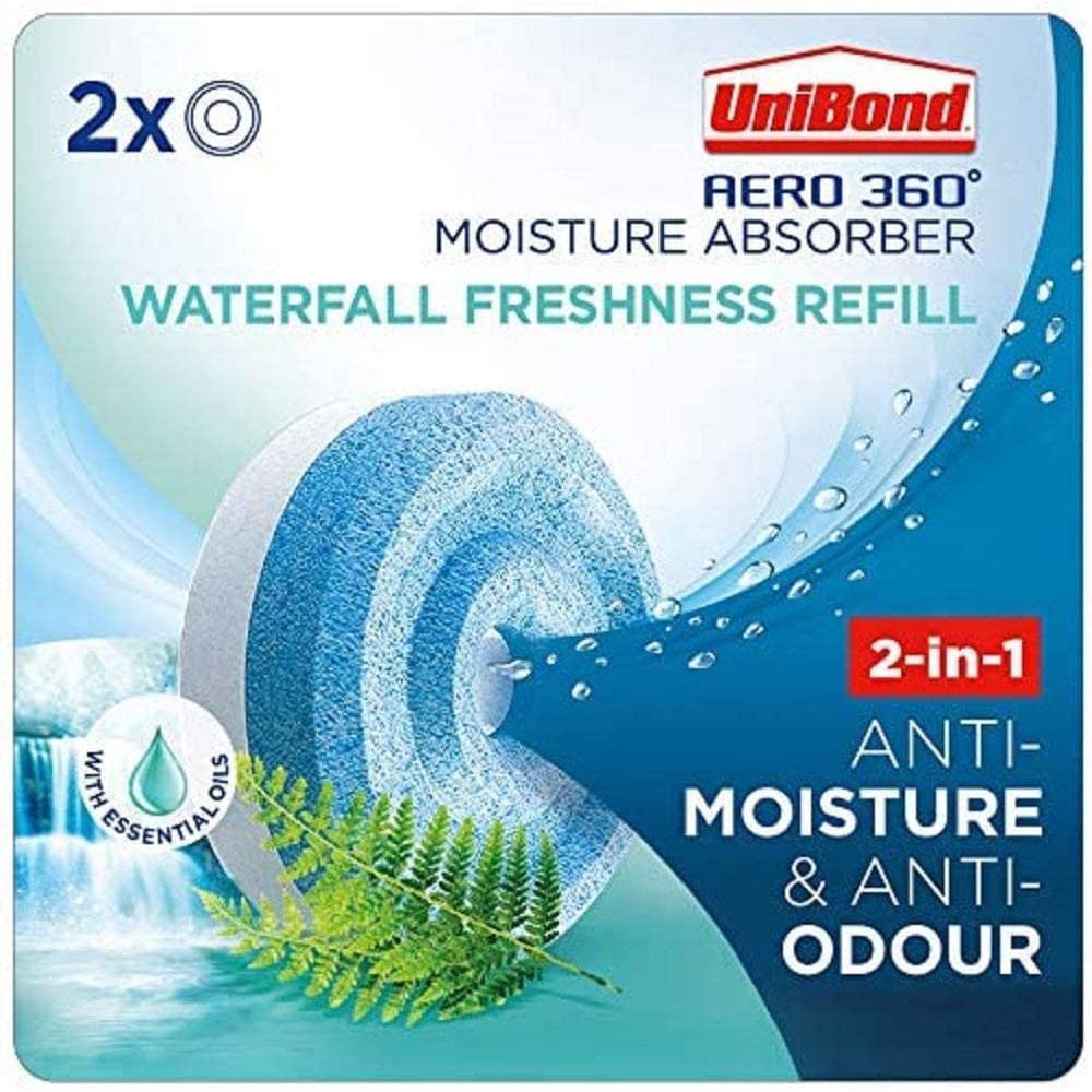 Unibond AERO 360 Moisture Absorber Refill Waterfall Freshness 2-In-1 Anti-Moisture And Anti-Odour Refill Tab - 2 x 450g Secondary image