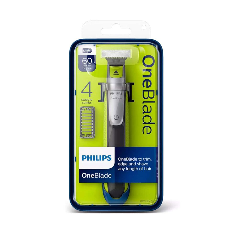 Phillips OneBlade Trim Edge And Shave Any Length of Hair Hybrid Trimmer And Shaver With 4 Stubble Combs - Lime Green/Charcoal Grey Main image