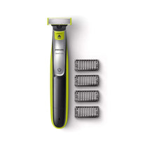 Phillips OneBlade Trim Edge And Shave Any Length of Hair Hybrid Trimmer And Shaver With 4 Stubble Combs - Lime Green/Charcoal Grey