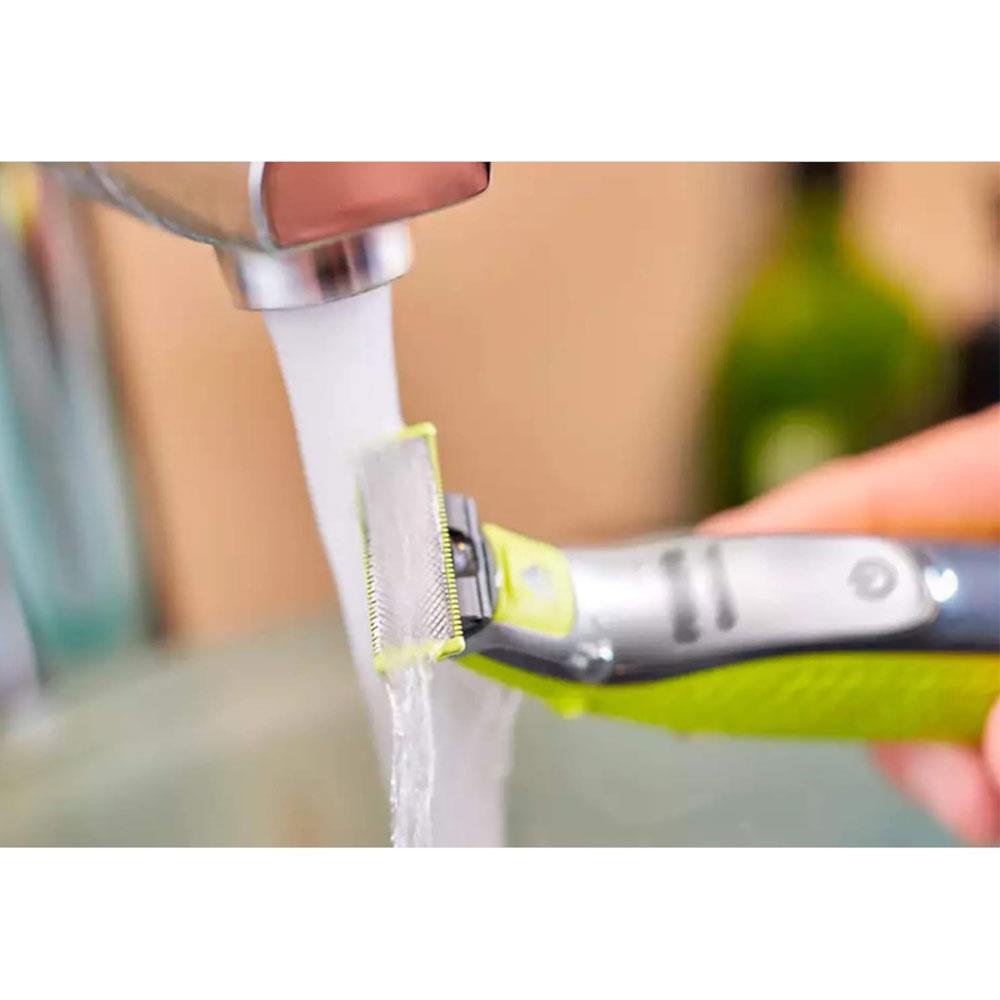 Phillips OneBlade Trim Edge And Shave Any Length of Hair Hybrid Trimmer And Shaver With 4 Stubble Combs - Lime Green/Charcoal Grey