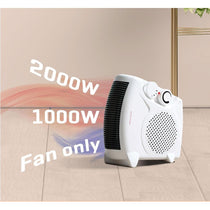 Daewoo 2000W Flat Fan Heater With 2 Heat Settings Variable Thermostat Instant Heat - White