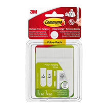 3M Command Picture Hanging Strips Value Pack 4 Pairs Medium 8 Pairs Large - White