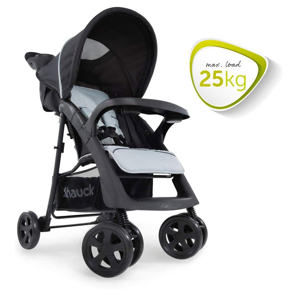 Hauck Shopper Neo II Pushchair 2 Cup Holder And Accessory Tray XL Shopping Basket Raincover Up To 4Y - Black/Grey