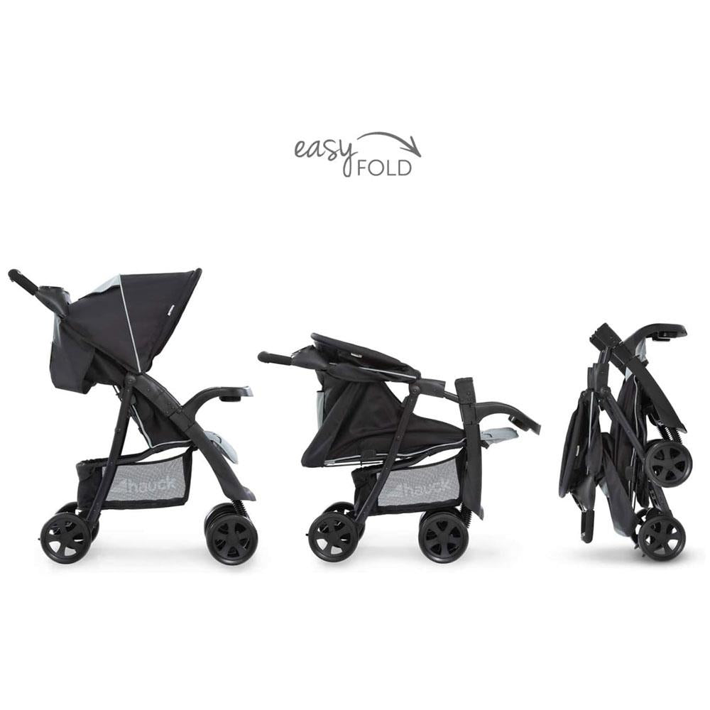 Hauck Shopper Neo II Pushchair 2 Cup Holder And Accessory Tray XL Shopping Basket Raincover Up To 4Y - Black/Grey