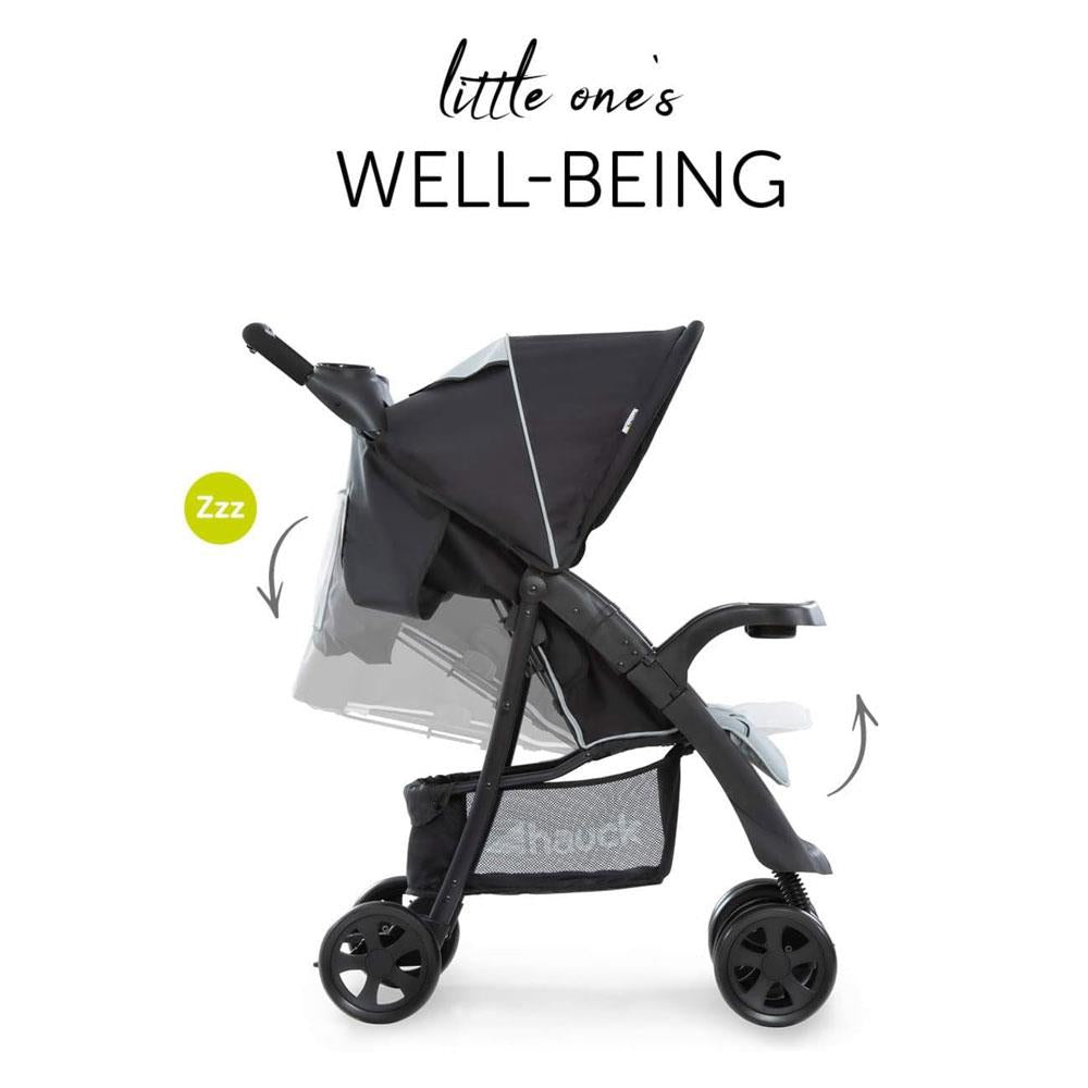 Hauck Shopper Neo II Pushchair 2 Cup Holder And Accessory Tray XL Shopping Basket Raincover Up To 4Y - Black/Grey