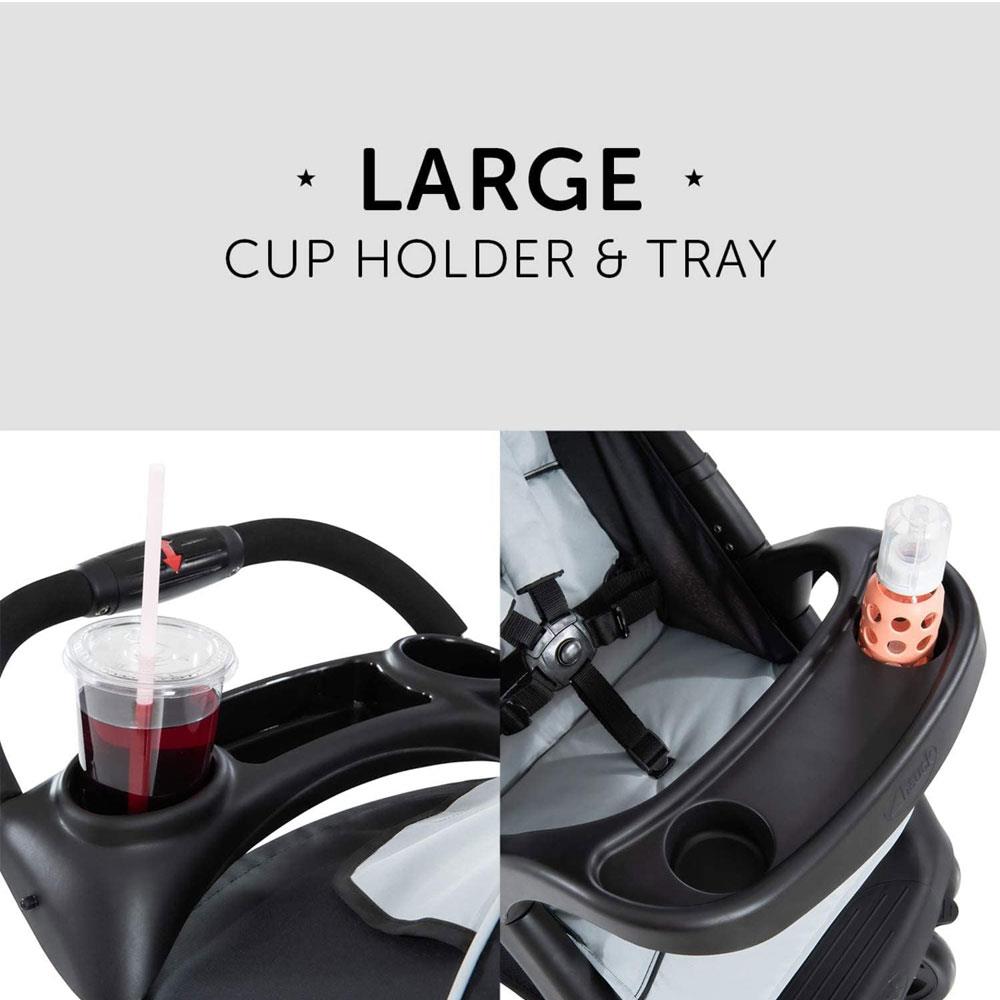 Hauck Shopper Neo II Pushchair 2 Cup Holder And Accessory Tray XL Shopping Basket Raincover Up To 4Y - Black/Grey