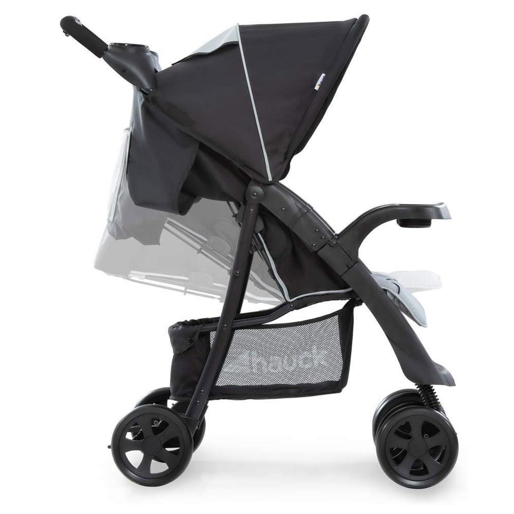 Hauck Shopper Neo II Pushchair 2 Cup Holder And Accessory Tray XL Shopping Basket Raincover Up To 4Y - Black/Grey