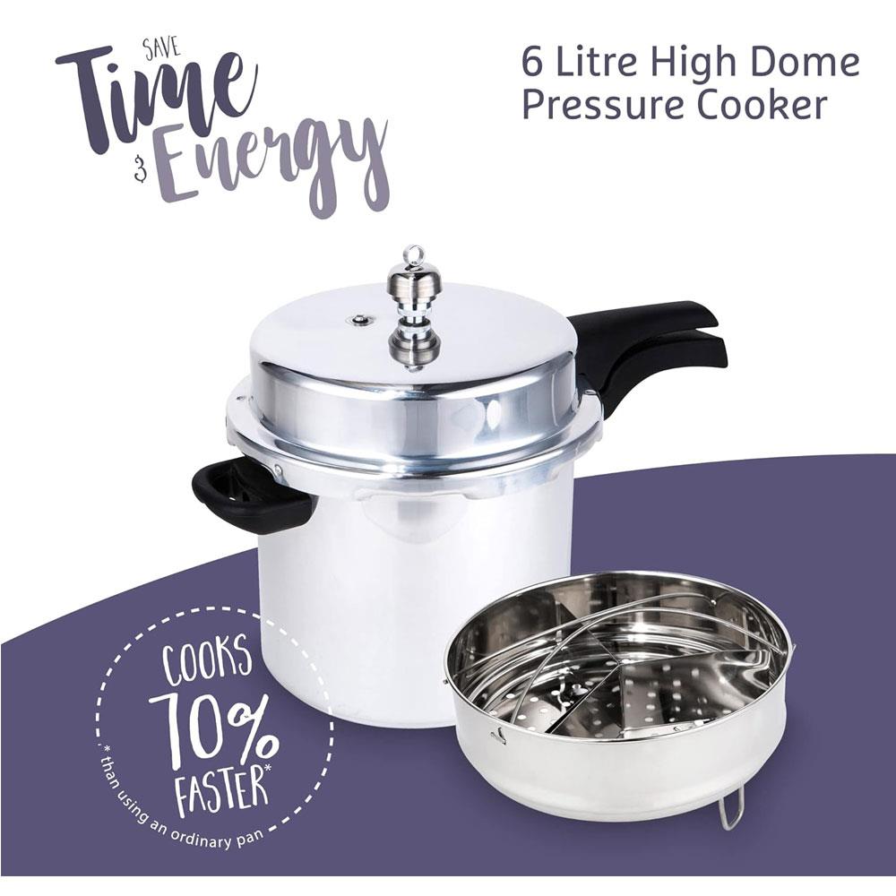 Prestige Iconic High Dome Aluminum Pressure Cooker 6 Litre - Silver