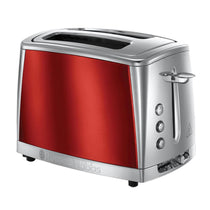 Russell Hobbs Luna 2 Slice Toaster With Defrost Reheat And Cancel Settings 1500W - Red