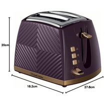 Russell Hobbs Groove 2 Slice Toaster With Frozen Cancel And Reheat Settings 850W - Mulberry