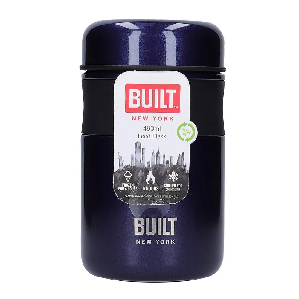 Built Double Walled Vacuum Insulated Food Flask 490ml For Hot Cold And Frozen Foods - Midnight Blue