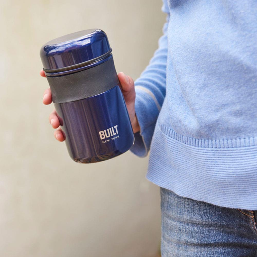 Built Double Walled Vacuum Insulated Food Flask 490ml For Hot Cold And Frozen Foods - Midnight Blue