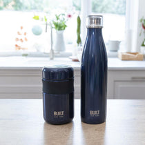 Built Double Walled Vacuum Insulated Food Flask 490ml For Hot Cold And Frozen Foods - Midnight Blue