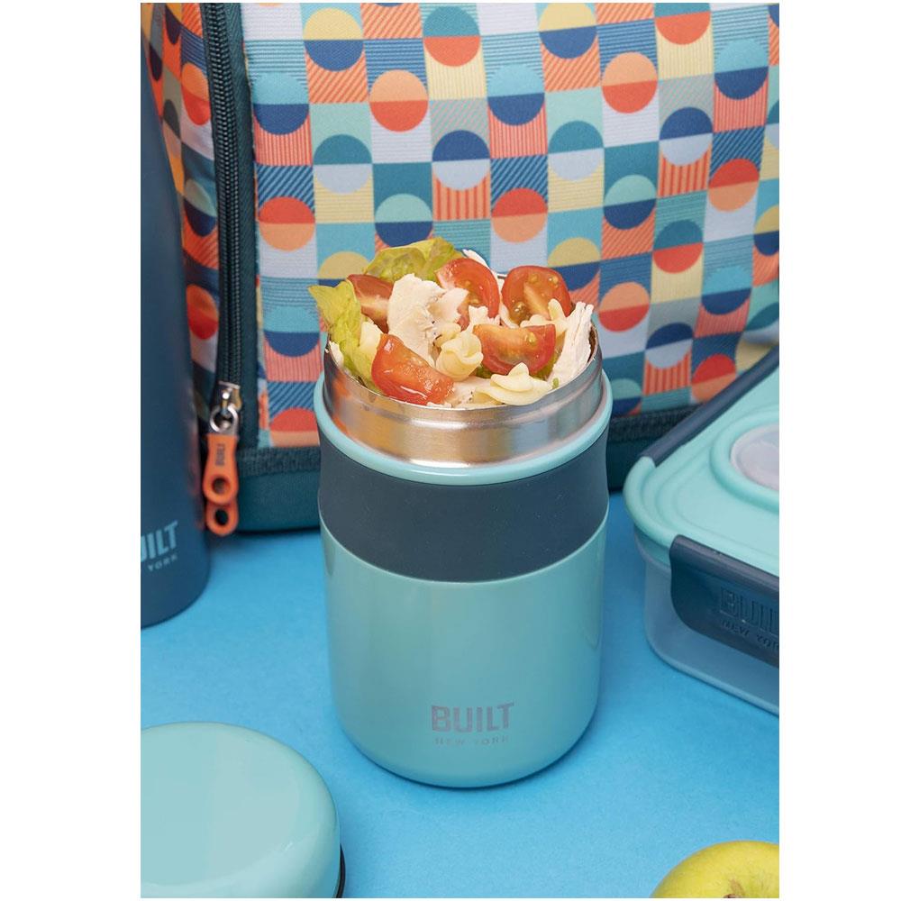 Built Double Walled Vacuum Insulated Food Flask 490ml For Hot Cold And Frozen Foods - Teal
