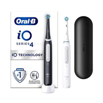 Oral-B Series 4 iO Electric Toothbrush Duo Pack 2 Toothbrush Heads With Travel Case - Matte Black And White